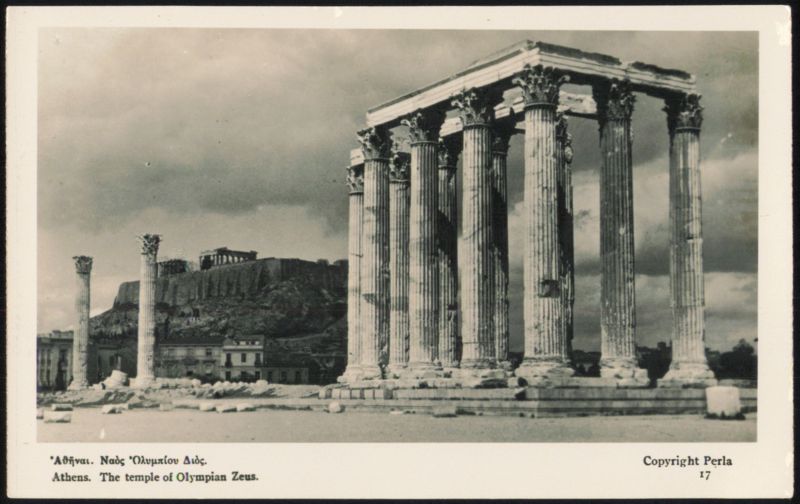 Temple of Olympian Zeus with Acropolis Athens Greece