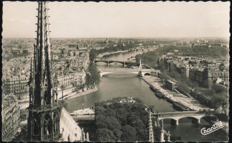 Notre-Dame Spire, Seine River & Bridges Paris France
