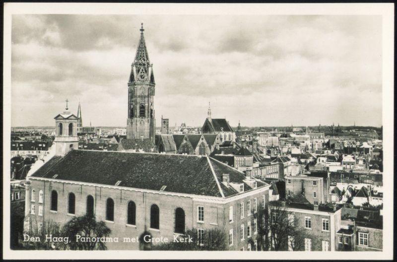 Panorama met Grote Kerk Den Haag Netherlands