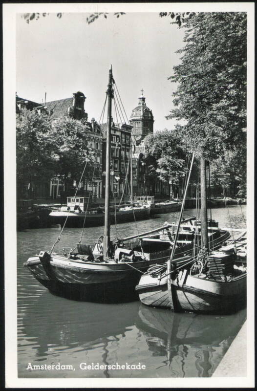 Gelderschekade, Boats on Canal Amsterdam Netherlands
