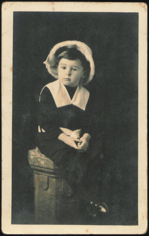 Young Child in White Hat & Collar Studio Portrait Children