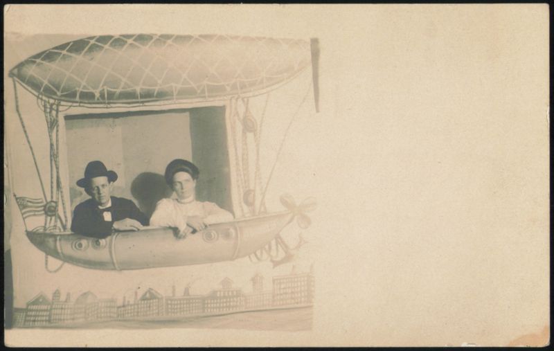 Two Men in Hot Air Balloon Prop Studio Photo