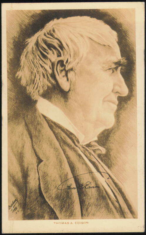 Thomas A. Edison Portrait, Signed, Barber 1909 Celebrities