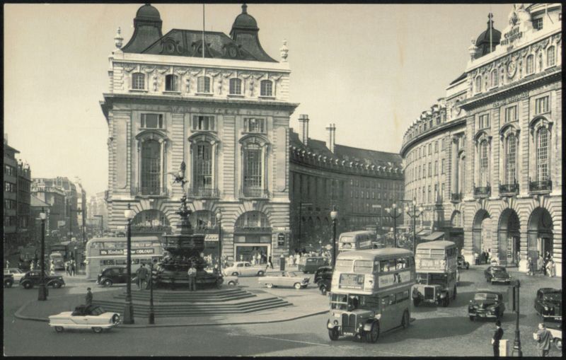 Piccadilly Circus with Double-Decker Buses London United Kingdom