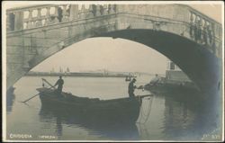 Bridge and Boats on Canal Postcard