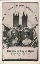 King George V & Queen Mary Coronation, British Empire Postcard