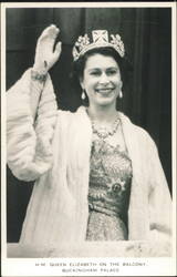 H.M. Queen Elizabeth on Balcony, Buckingham Palace Postcard