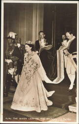 H.M. The Queen Leaving Palace, Coronation 1953 Postcard