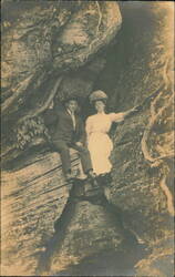 Man & Woman in Rocky Grotto, Panama Rocks Postcard