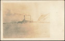 Industrial Plant with Smokestacks by the Water Postcard