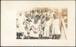 Group of Girls Posing Outdoors Postcard