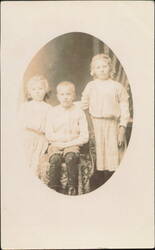 Three Children Portrait, Two Girls and Boy Postcard