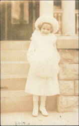 Young Girl in White Fur Hat and Coat Postcard