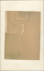 Young Boy in Suit with Bow Tie Indoor Portrait Postcard