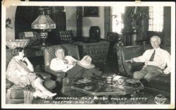 The Johnsons and Death Valley Scotty in Scotty's Castle Postcard