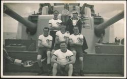 Sailors on Warship with Large Guns, Summer 1938 Postcard