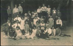 Group Portrait Children Adults Outdoors Postcard