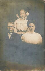 Family Portrait, Man, Woman, & Young Girl Postcard
