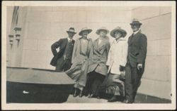 Group Portrait of Five People in Hats Postcard