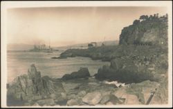 Valparaíso Coastline with Warships Postcard