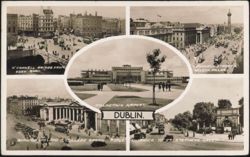 Dublin Multi-View: O'Connell Bridge, Airport, Bank of Ireland Postcard