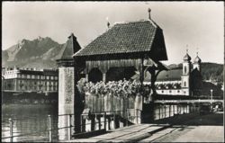 Kapellbrücke with Mountains Postcard