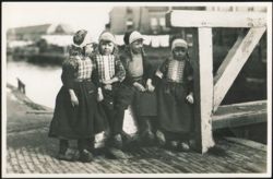 Four Girls in Traditional Dutch Costume, Marken Island Postcard