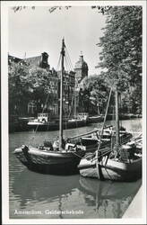 Gelderschekade, Boats on Canal Postcard