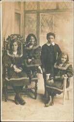 Four Children in Sailor Outfits Studio Portrait Postcard