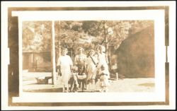 Family Group with Women, Man, and Children Outdoors Postcard