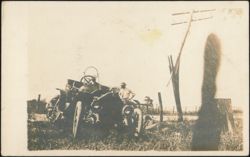 Men with Early Automobile on Rural Roadside Postcard