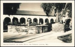 Ancient Fountain and Serra Statue Postcard