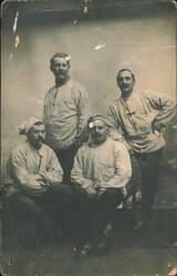 Four Men Portrait Studio Le Roy New York Postcard