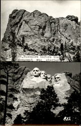 Mt. Rushmore Before and After Postcard