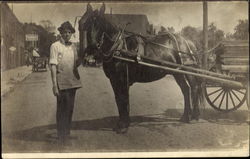 Man with Horse & Wagon Postcard