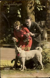 Couple with Dog Postcard