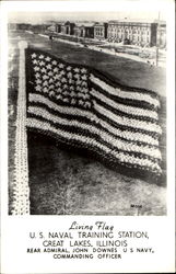 Living Flag U. S. Naval Training Station Great Lakes, IL Postcard Postcard