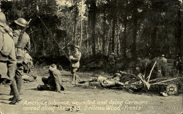 American Advance Wounded And Dying Germans Military