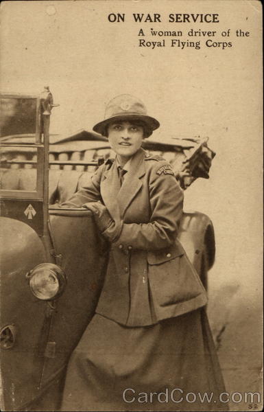 A woman driver of the Royal Flying Corps Military