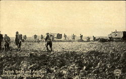 English Tanks And American Infantry In Action France Postcard