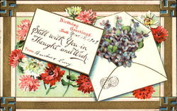 Birthday Greetings, Still with you in Thought and Wish Postcard