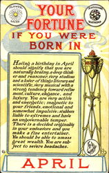 Your Fortune If You Were Born In April Months Postcard Postcard