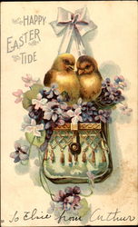 Happy Easter Tide With Chicks Postcard Postcard