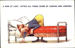 Looking Under Bed Comic, Funny Postcard Postcard