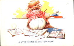 A Little Behind In Her Homework! Postcard