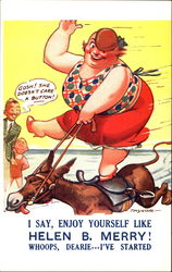 Fat Woman Comic, Funny Postcard Postcard