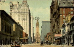 South Broad St. Looking Towards City Hall Postcard