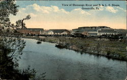 View Of Shenango River And B. & L. E. Shops Postcard