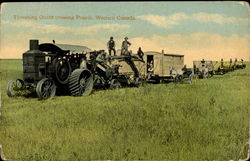 Threshing Outfit Crossing Prairie Western Canada Postcard
