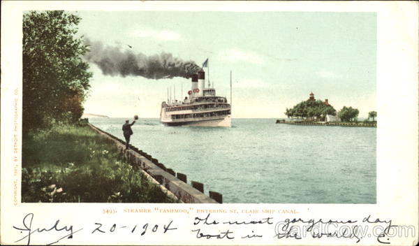 Steamer Tashmoo Entering St. Clair Ship Canal Boats, Ships